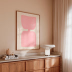Pink Abstract Art Print, Minimalist Shape Poster, Soft Modern Wall Decor