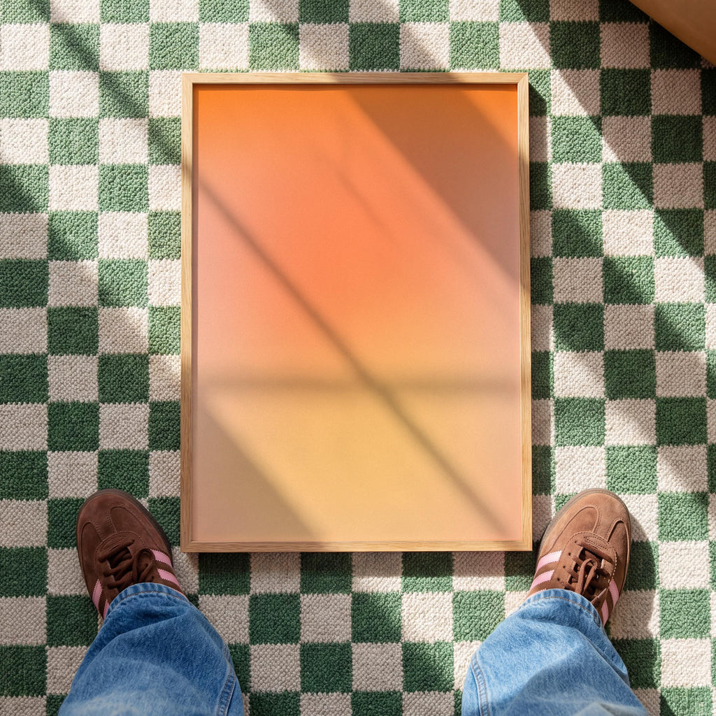 Peach Wall Art Print, Soft Orange Gradient, Minimal Abstract Decor