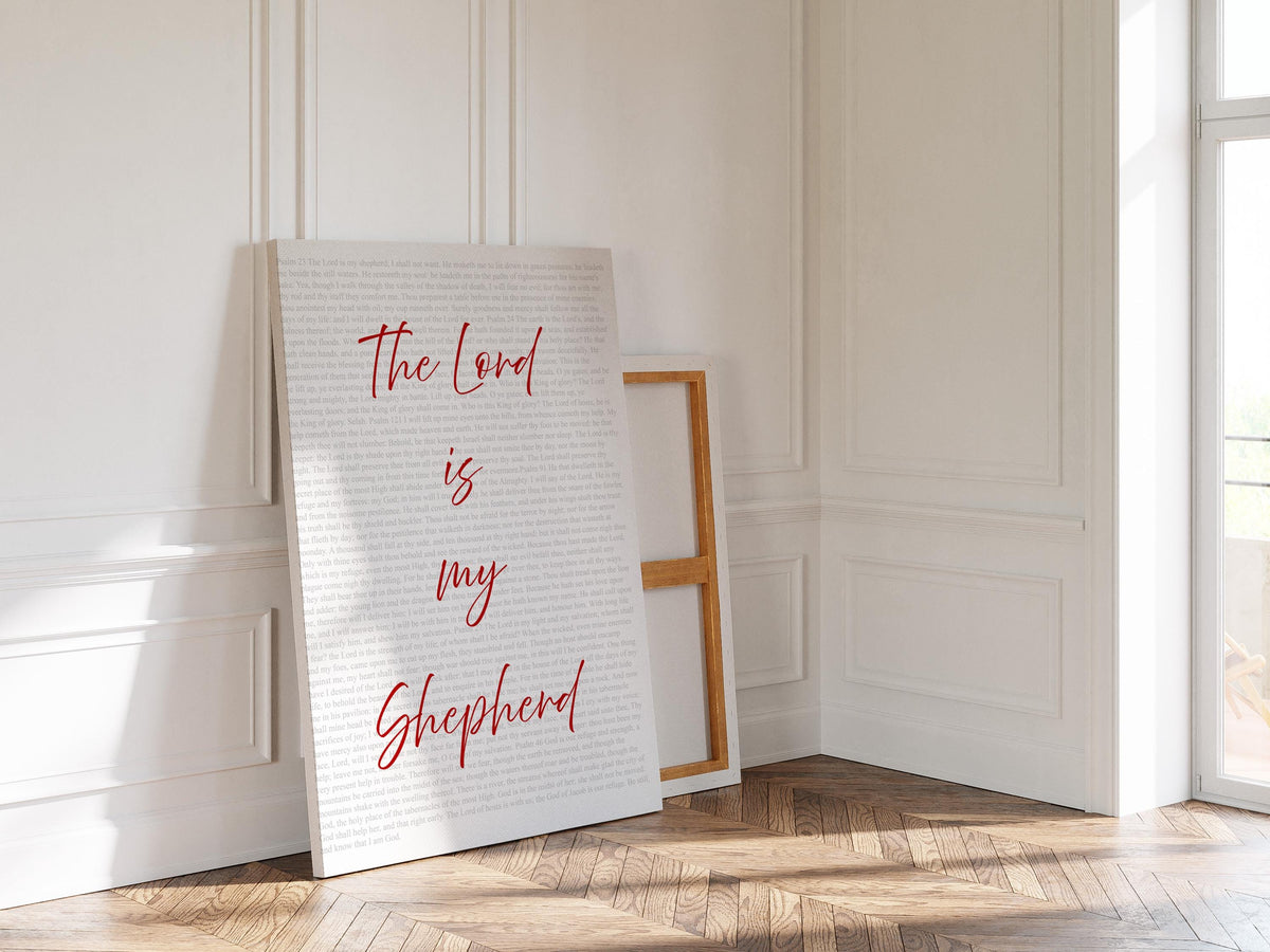 Psalm 23 Print, The Lord Is My Shepherd Wall Art, Christian Bible Verse Decor