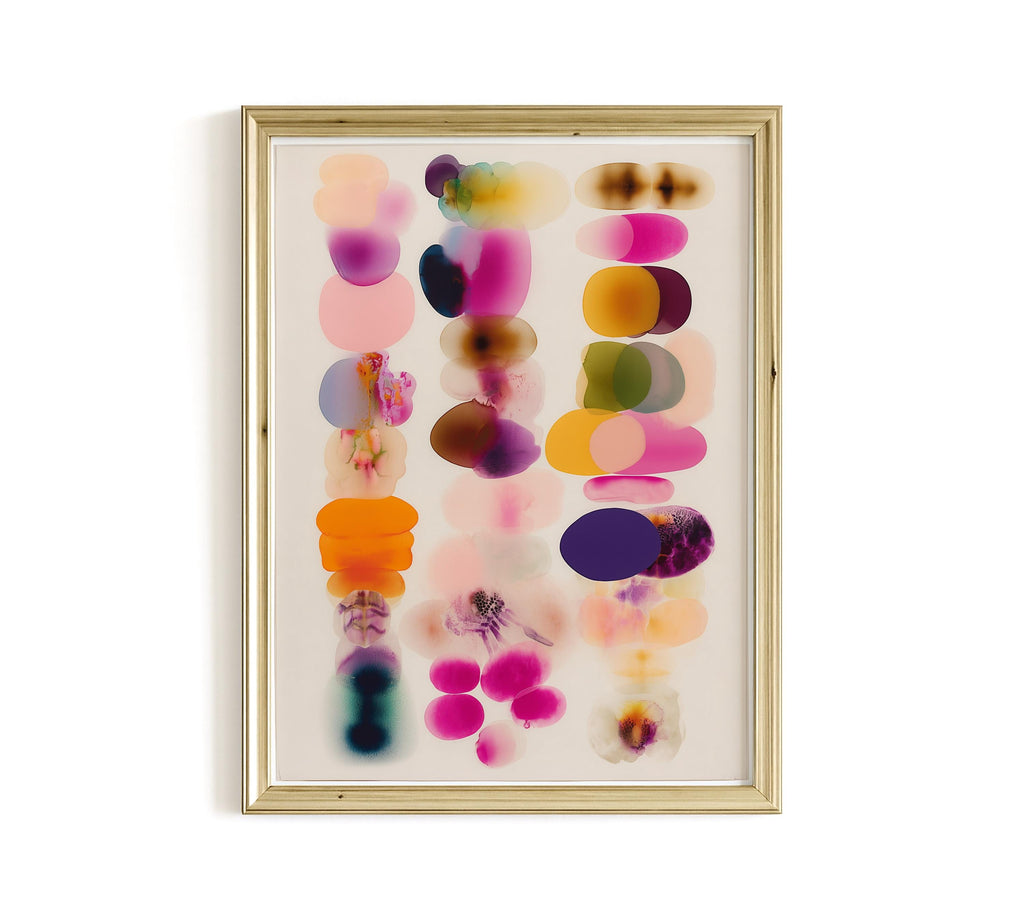 Colorful Abstract Shapes Print, Modern Organic Composition Wall Art