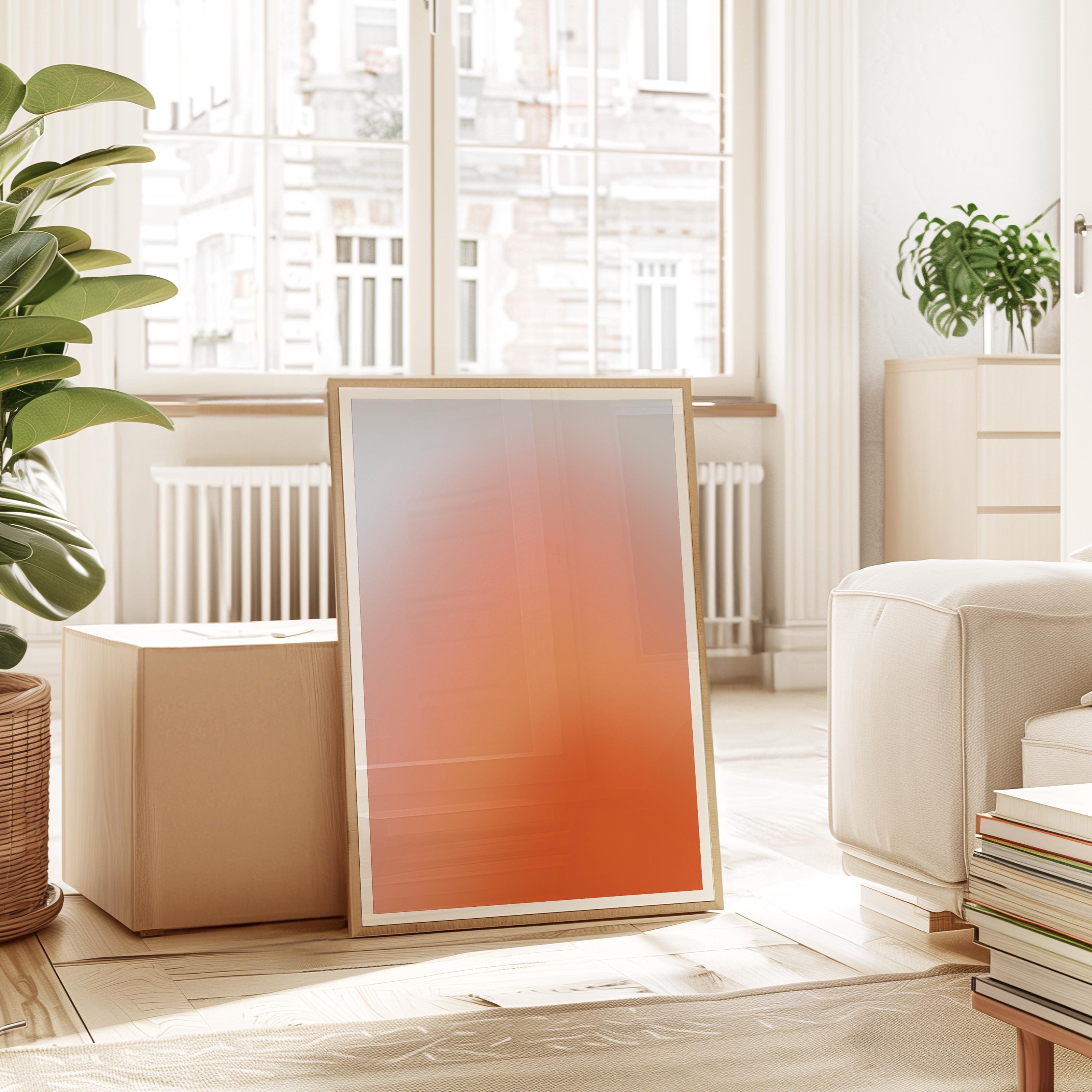 Lilac Peach Sunset Gradient Wall Art, Aura Glow Poster, Dreamy Minimal Abstract Print