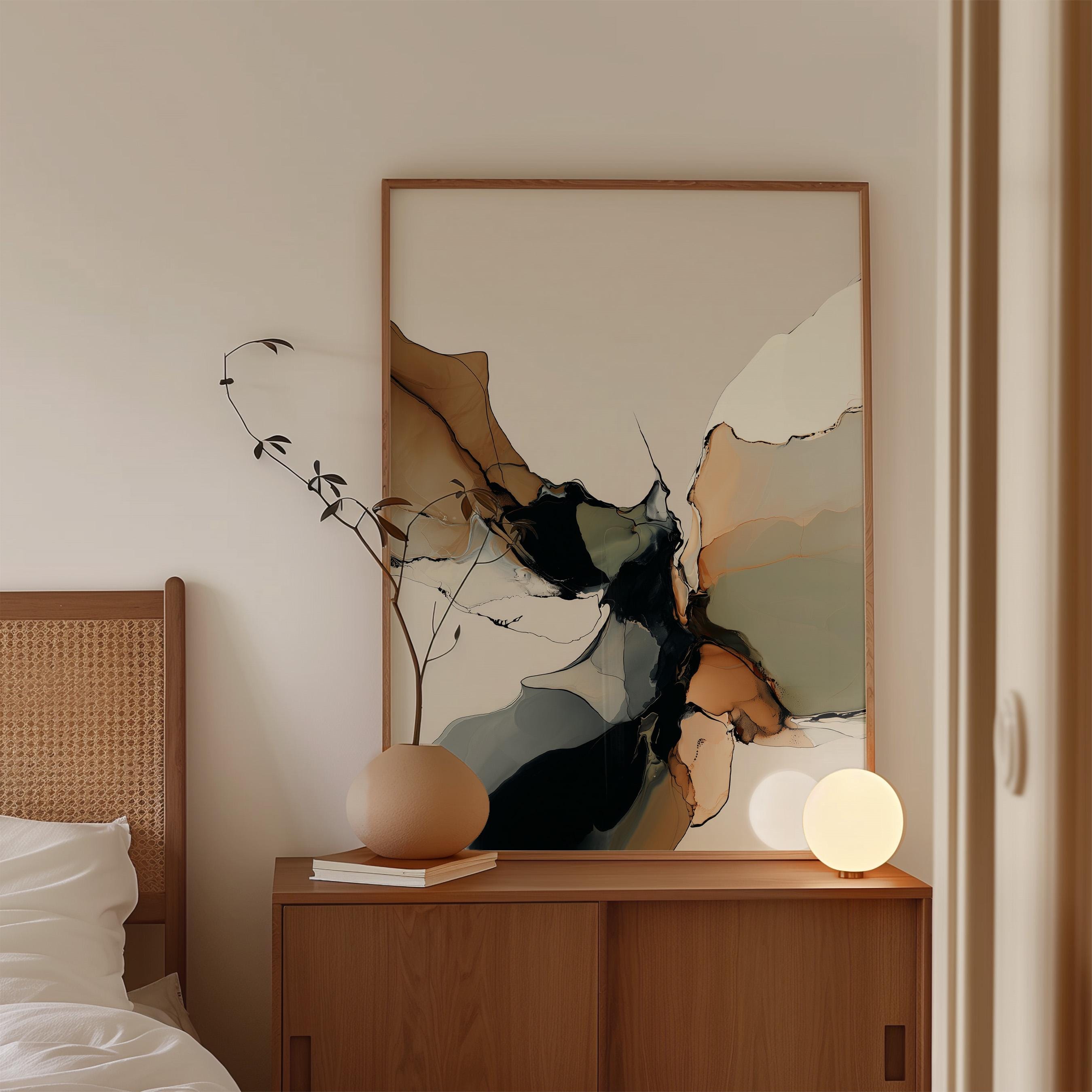 Neutral Abstract Art Print, Earth Tone Alcohol Ink Poster, Modern Decor