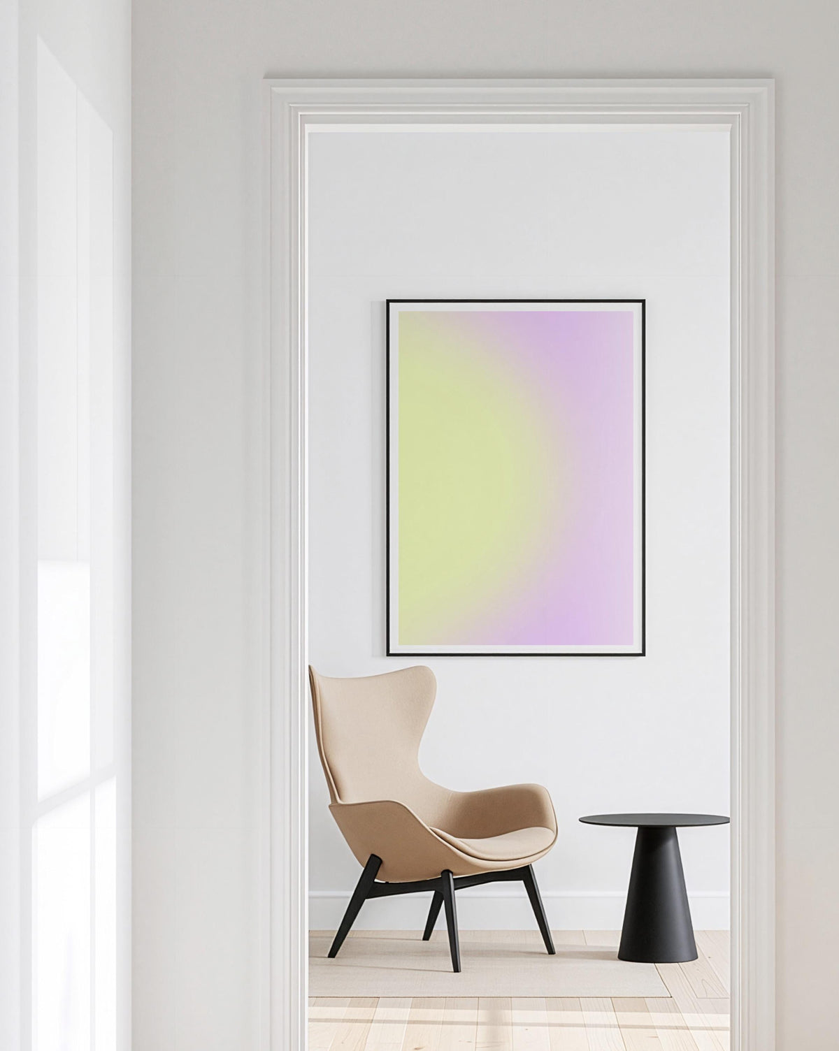 Pastel Yellow Lavender Gradient Art Print, Soft Minimal Abstract Wall Decor