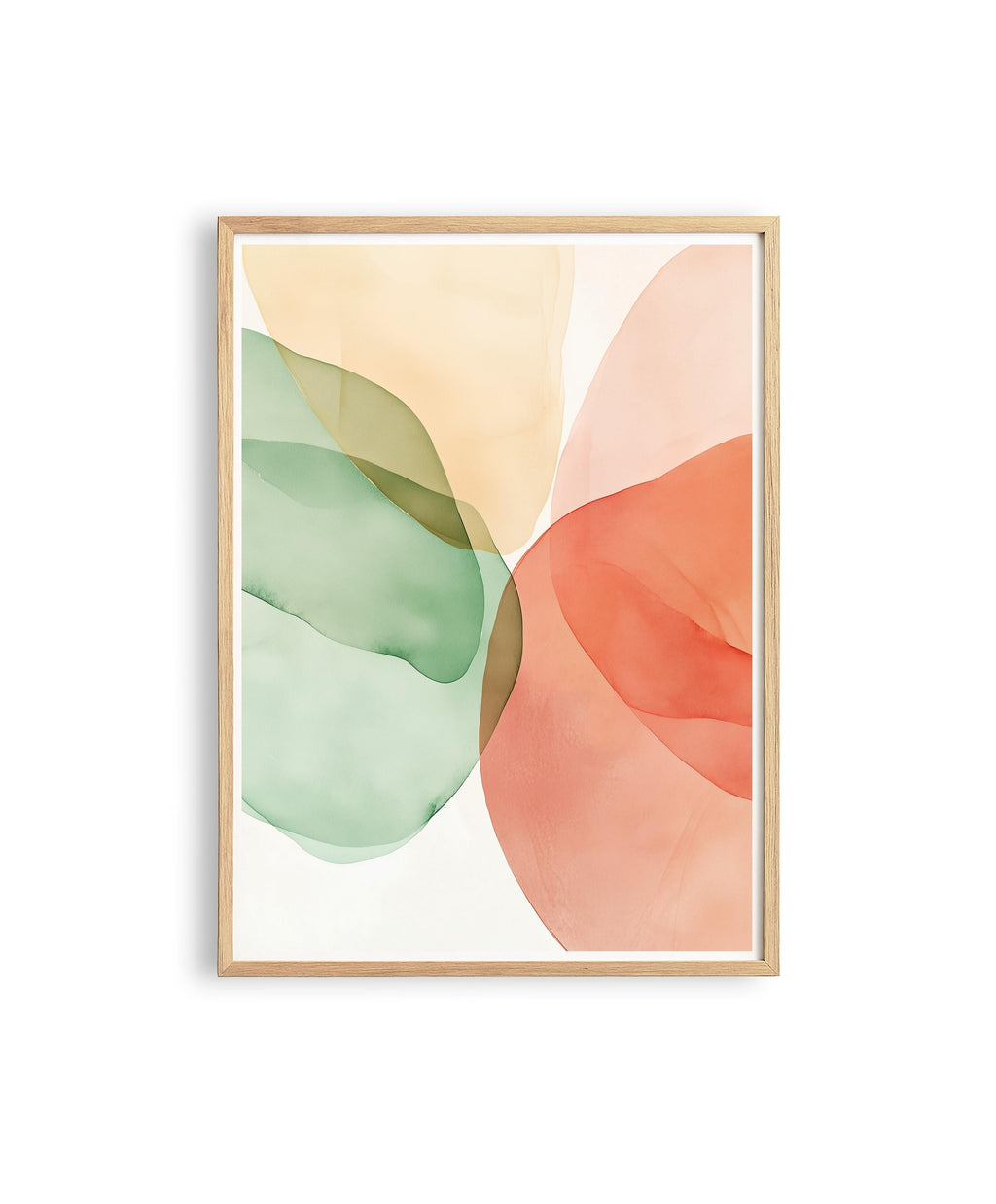 Sage Green Peach Abstract Wall Art, Soft Pastel Shape Print, Minimal Modern Decor