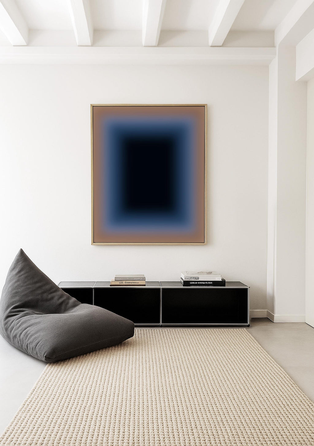 Moody Abstract Art Print, Taupe Blue Gradient, Minimal Modern Wall Decor
