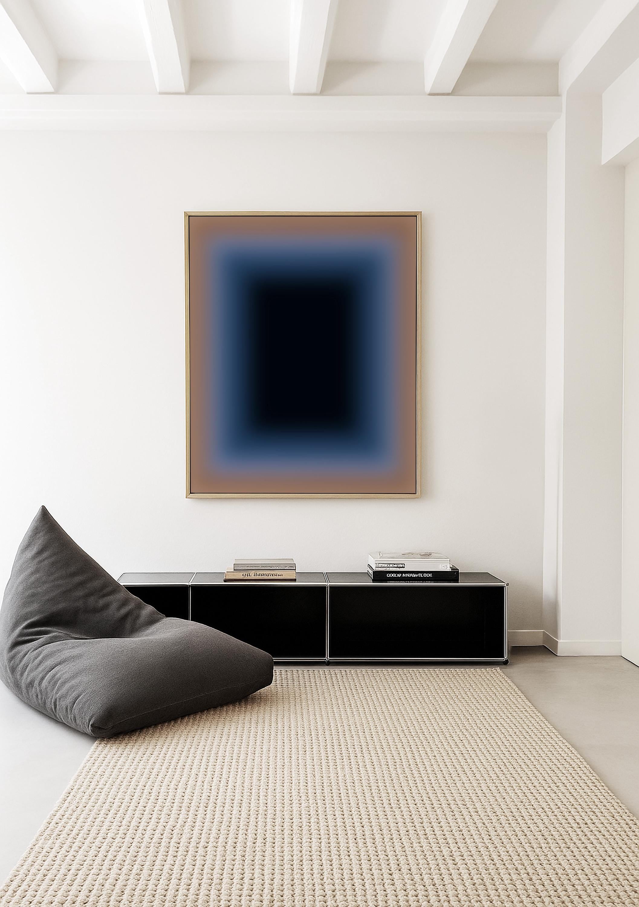 Moody Abstract Art Print, Taupe Blue Gradient, Minimal Modern Wall Decor