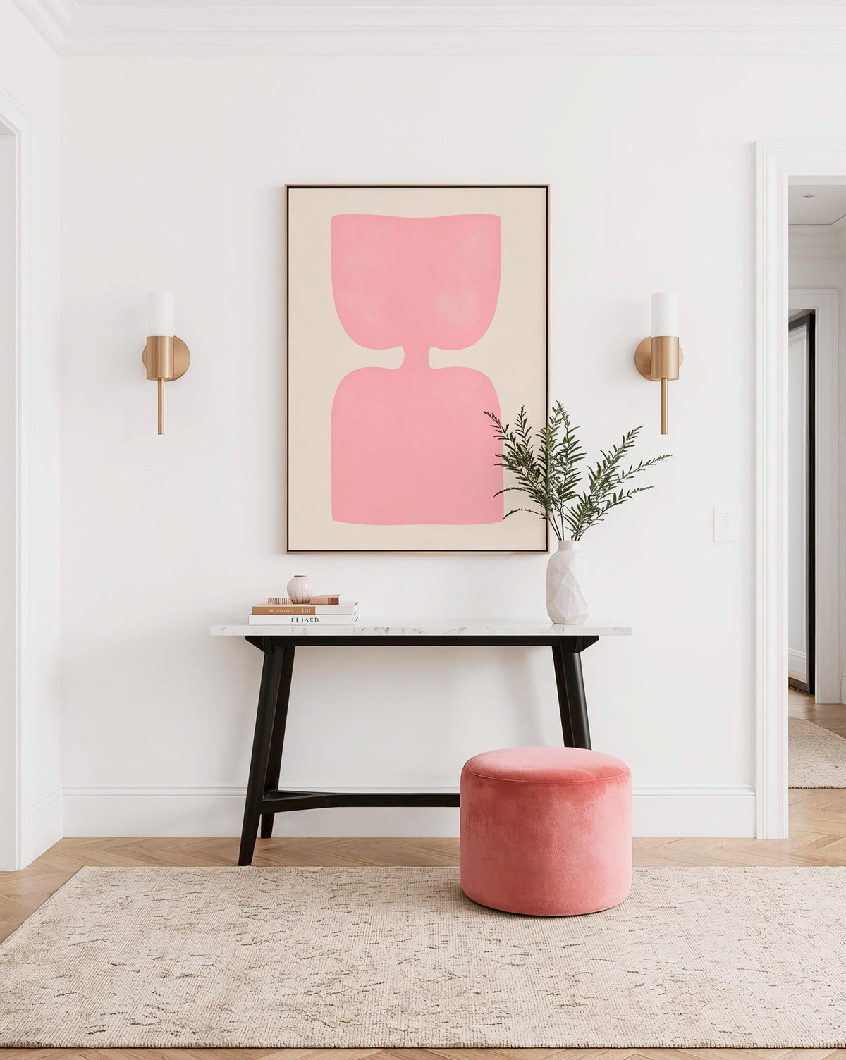 Pink Abstract Art Print, Minimalist Shape Poster, Soft Modern Wall Decor