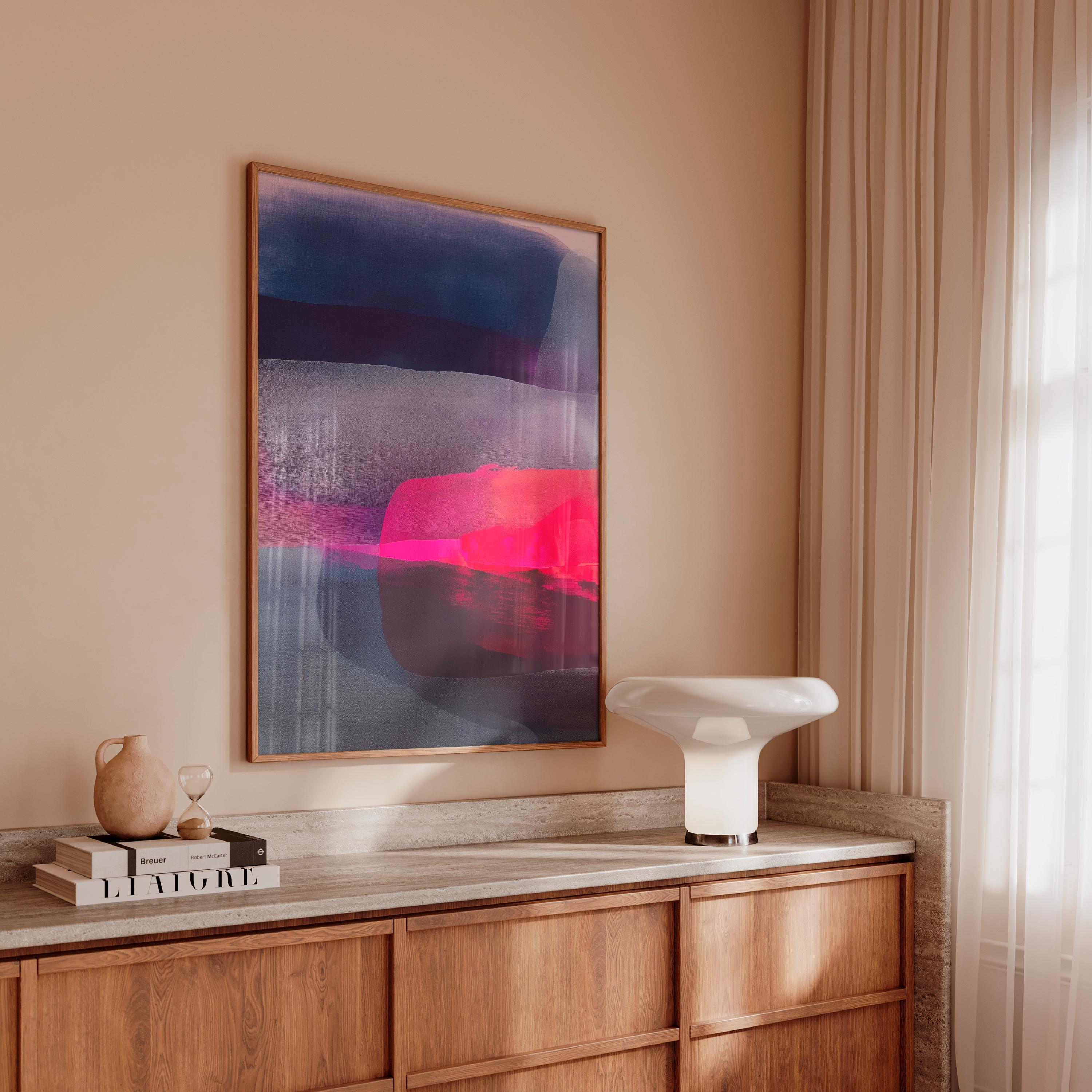 Pink Navy Abstract Art Print