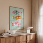 Fish Wall Art Print, Colorful Coastal Fish Poster, Nautical Bathroom Decor