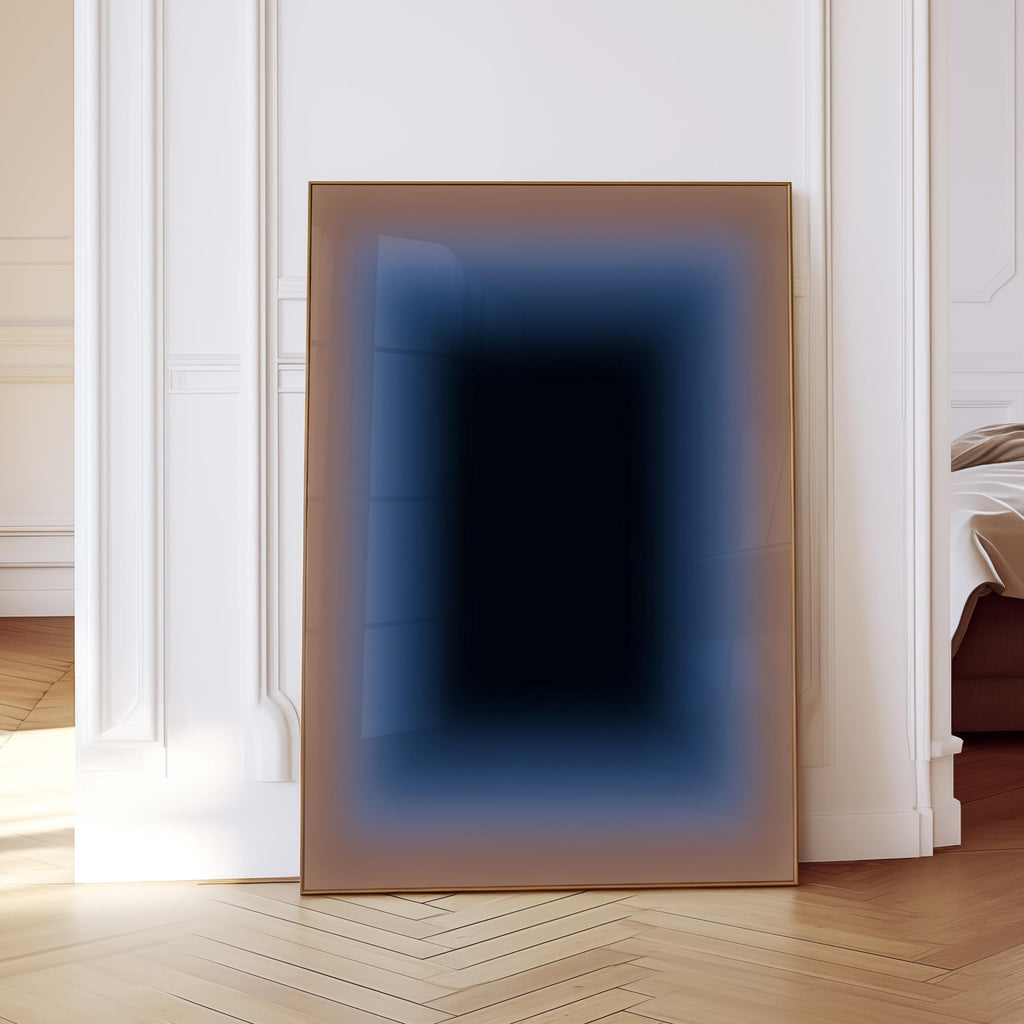 Moody Abstract Art Print, Taupe Blue Gradient, Minimal Modern Wall Decor