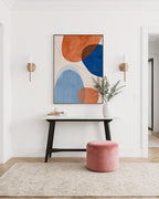Orange Blue Abstract Art Print, Mid Century Modern Geometric Wall Decor