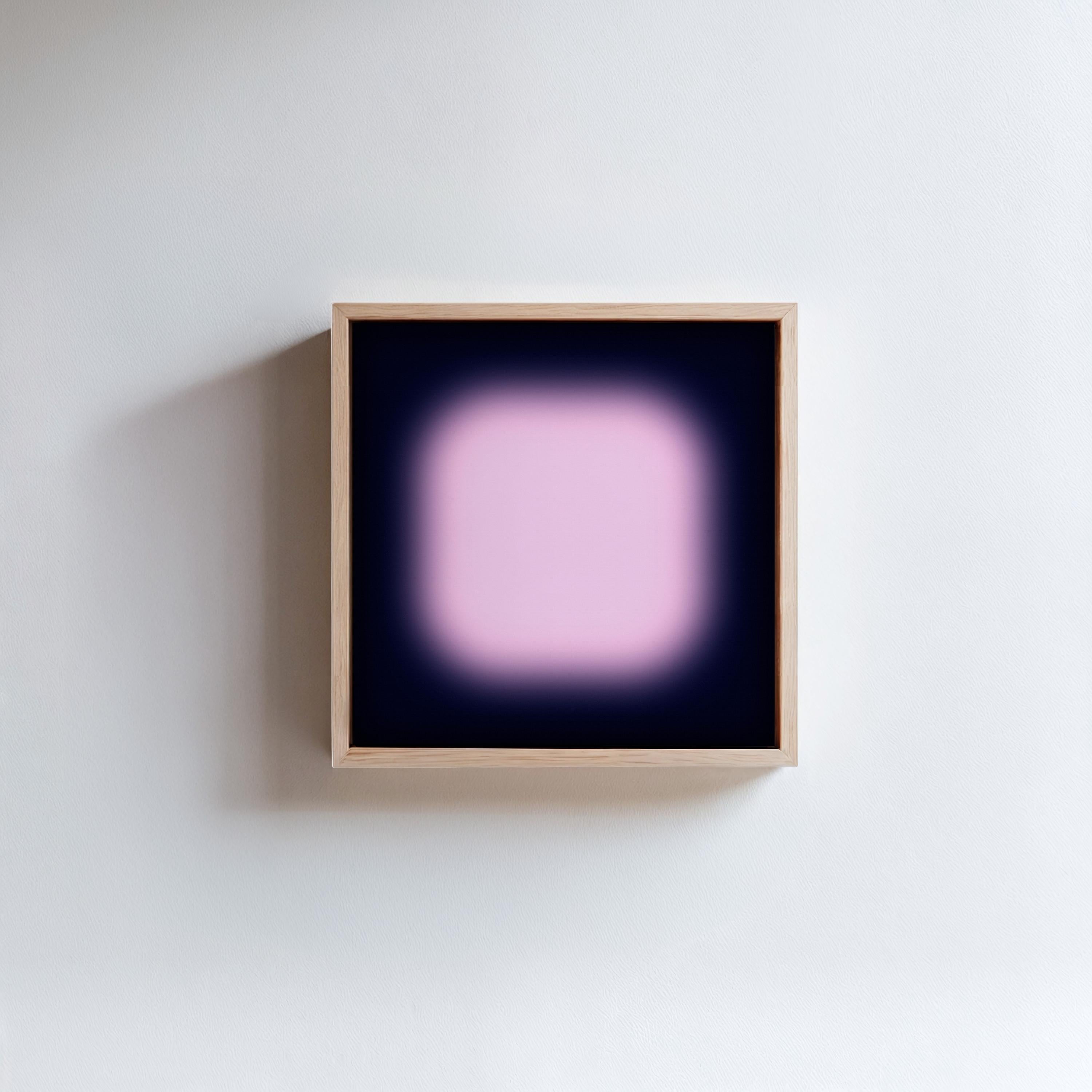 Navy Pink Wall Art Print, Soft Glow Abstract, Square Modern Wall Decor, Gradient Art