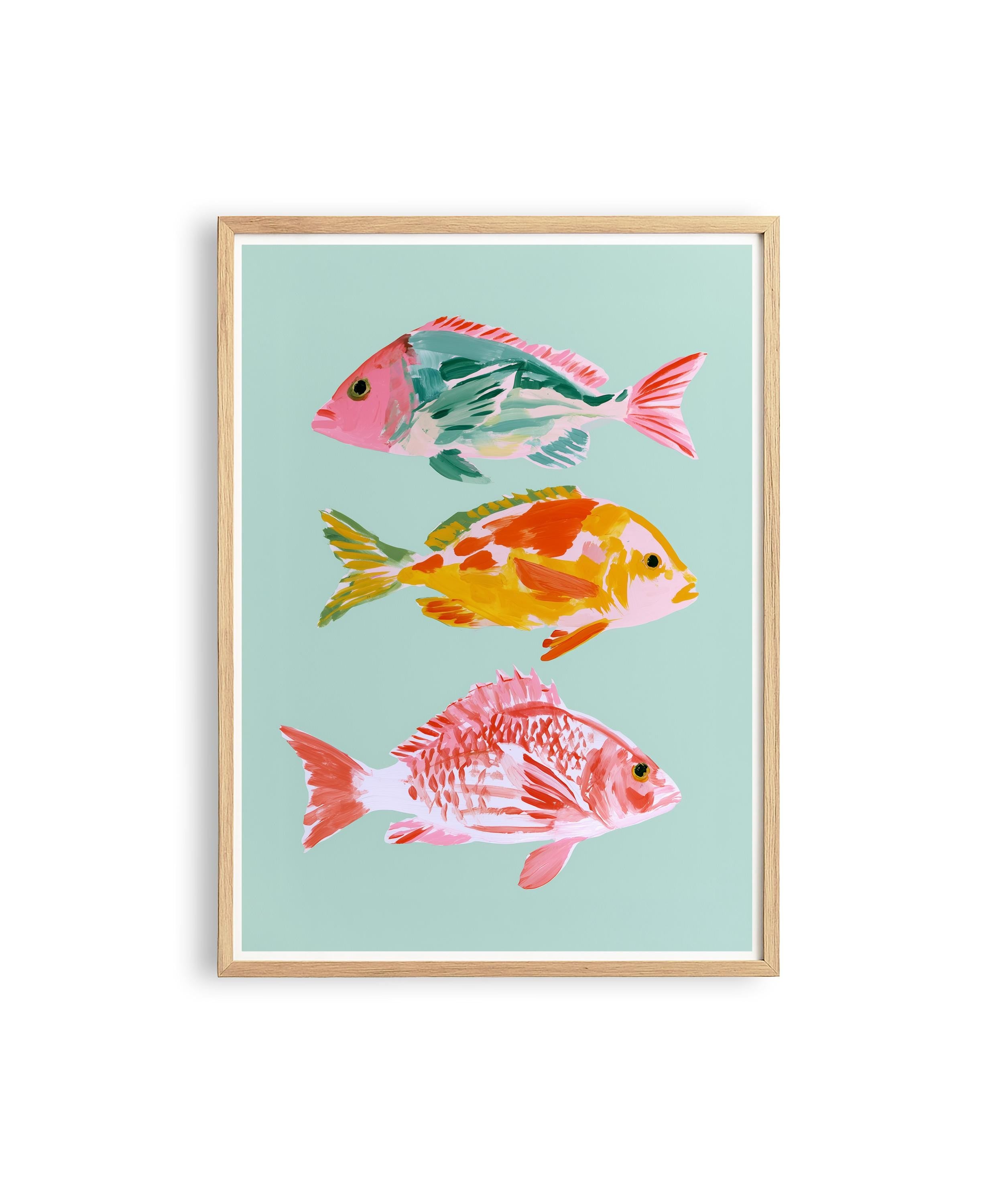 Fish Wall Art Print, Colorful Coastal Fish Poster, Nautical Bathroom Decor