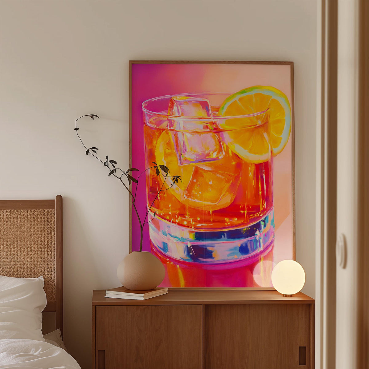 Cocktail Wall Art Print, Orange Citrus Drink Poster, Colorful Kitchen Decor
