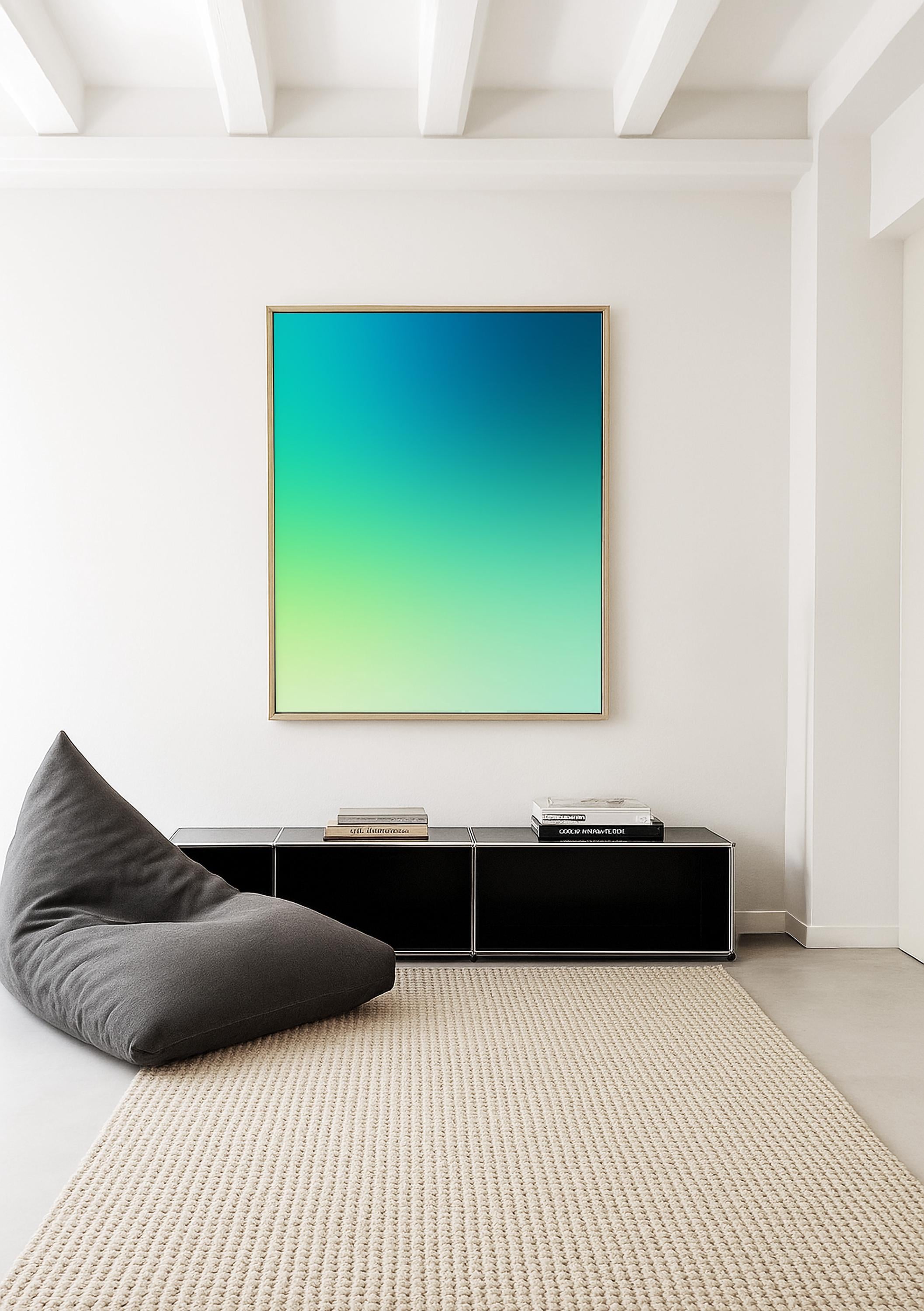 Blue Green Gradient Poster, Minimalist Abstract Print, Modern Color Field Wall Art