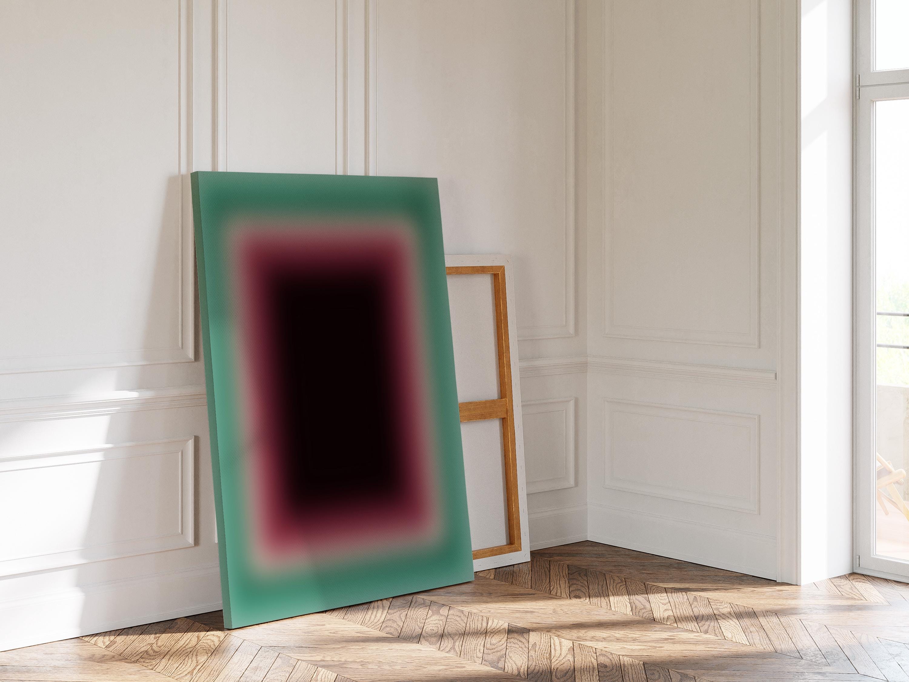 Burgundy Wall Art Print, Teal Green Gradient Abstract, Moody Modern Decor