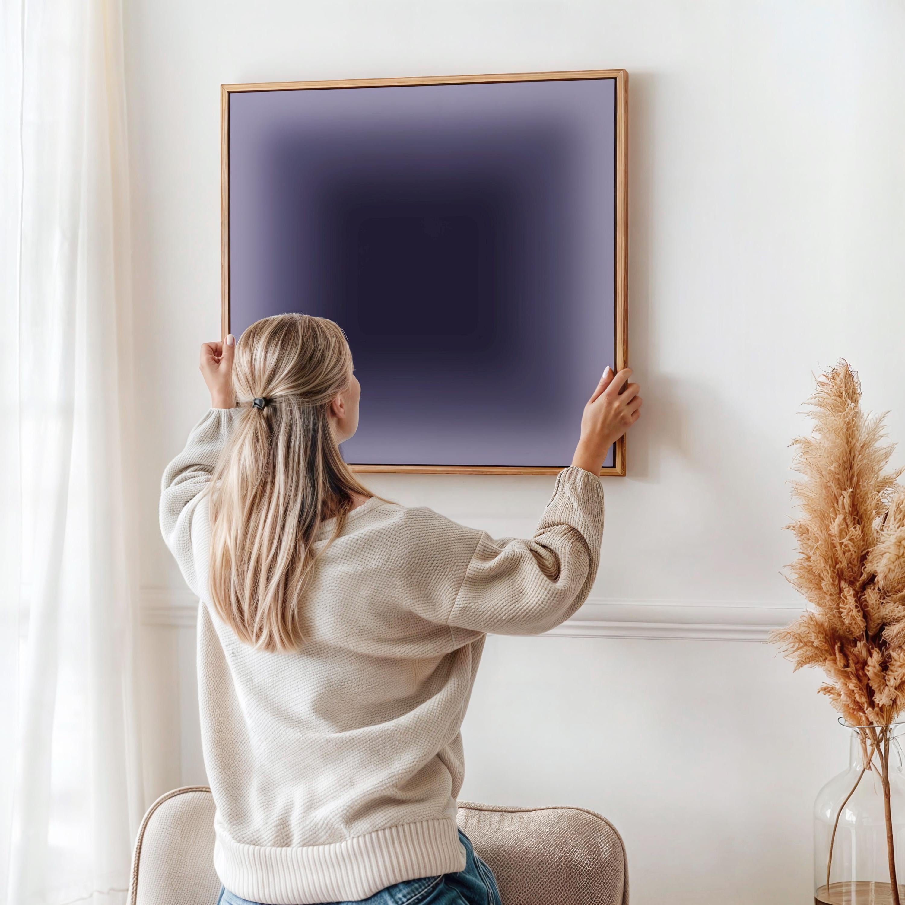 Deep Navy Purple Gradient Wall Art