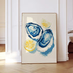 Oyster Wall Art Print, Lemon Seafood Poster, Coastal Kitchen Decor