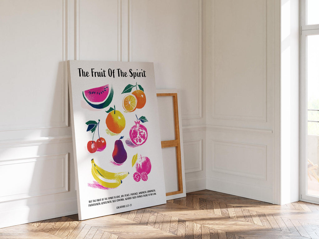 Fruit of the Spirit Wall Art Print, Galatians 5:22-23 Poster, Christian Fruit Decor