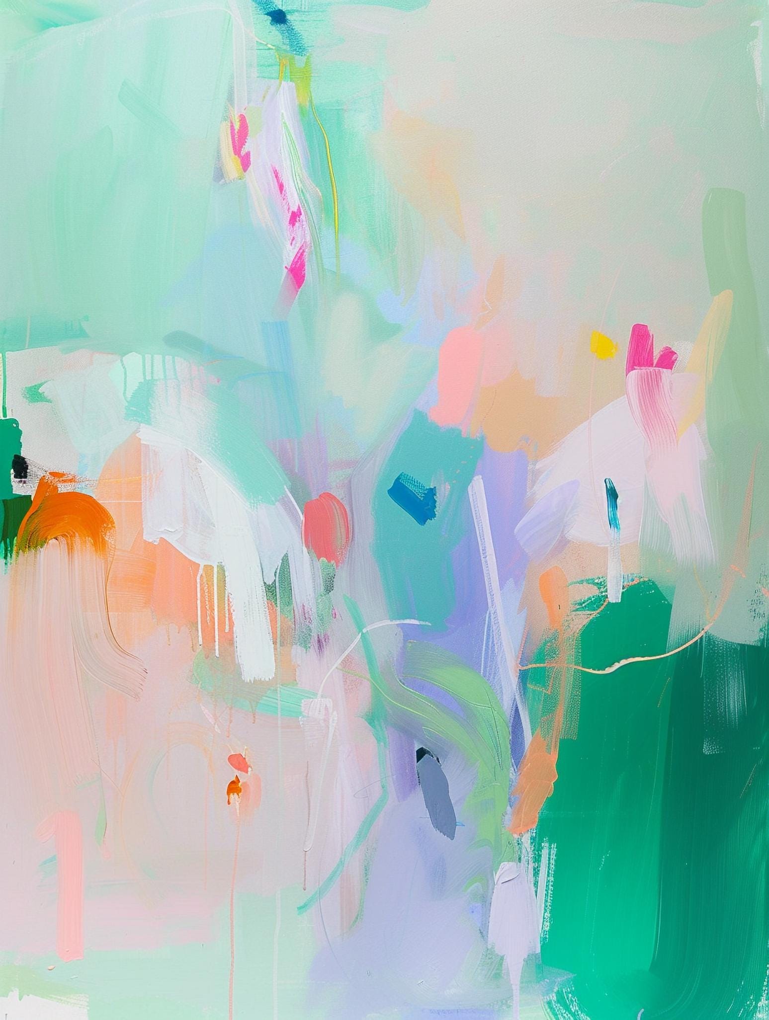 Abstract Wall Art Print, Pastel Abstract Painting, Colorful Modern Decor, Mint Green Pink Printable Wall Art