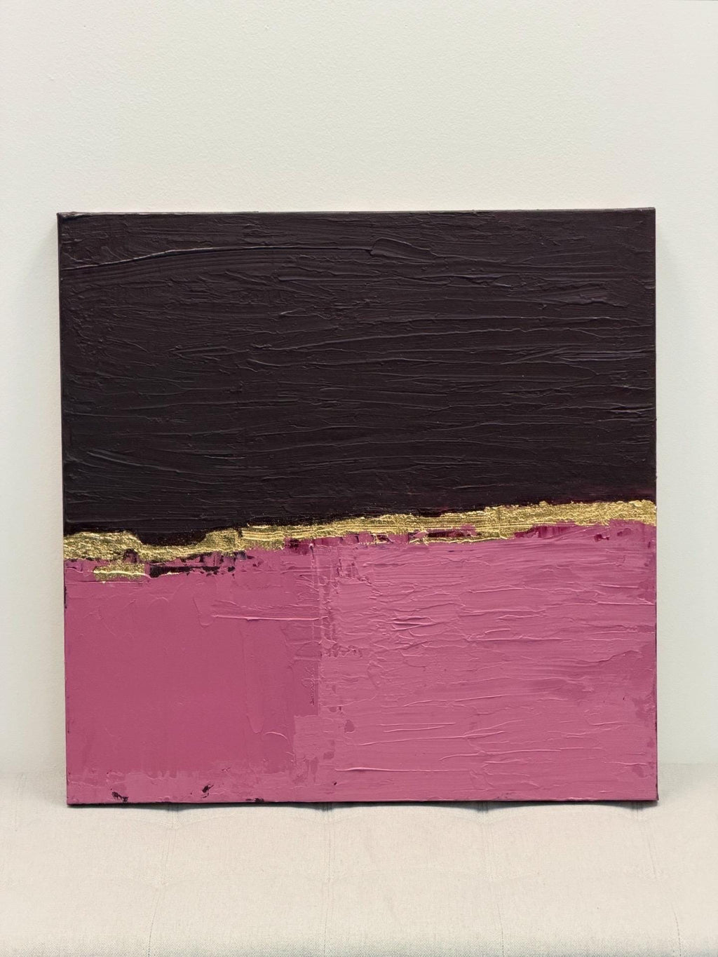 Original Abstract Painting, Gold Leaf Wall Art, Burgundy Pink Canvas Art, Textured Minimalist Modern Painting, One of Kind Wall Paint