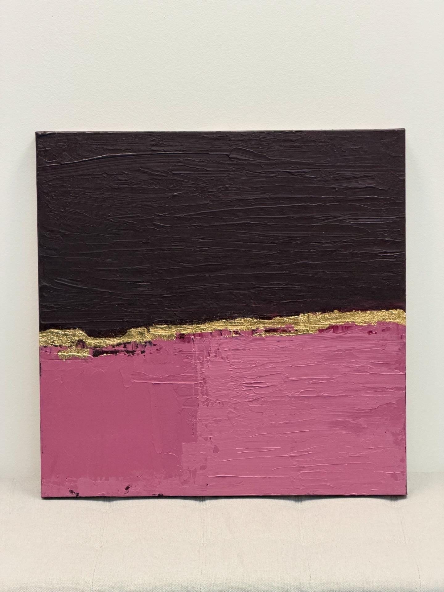 Original Abstract Painting, Gold Leaf Wall Art, Burgundy Pink Canvas Art, Textured Minimalist Modern Painting, One of Kind Wall Paint