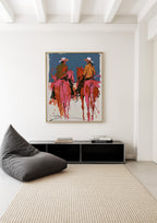 Western Wall Art Print, Cowboy Horse Poster, Modern Ranch Decor, Pink Rodeo Artwork Print