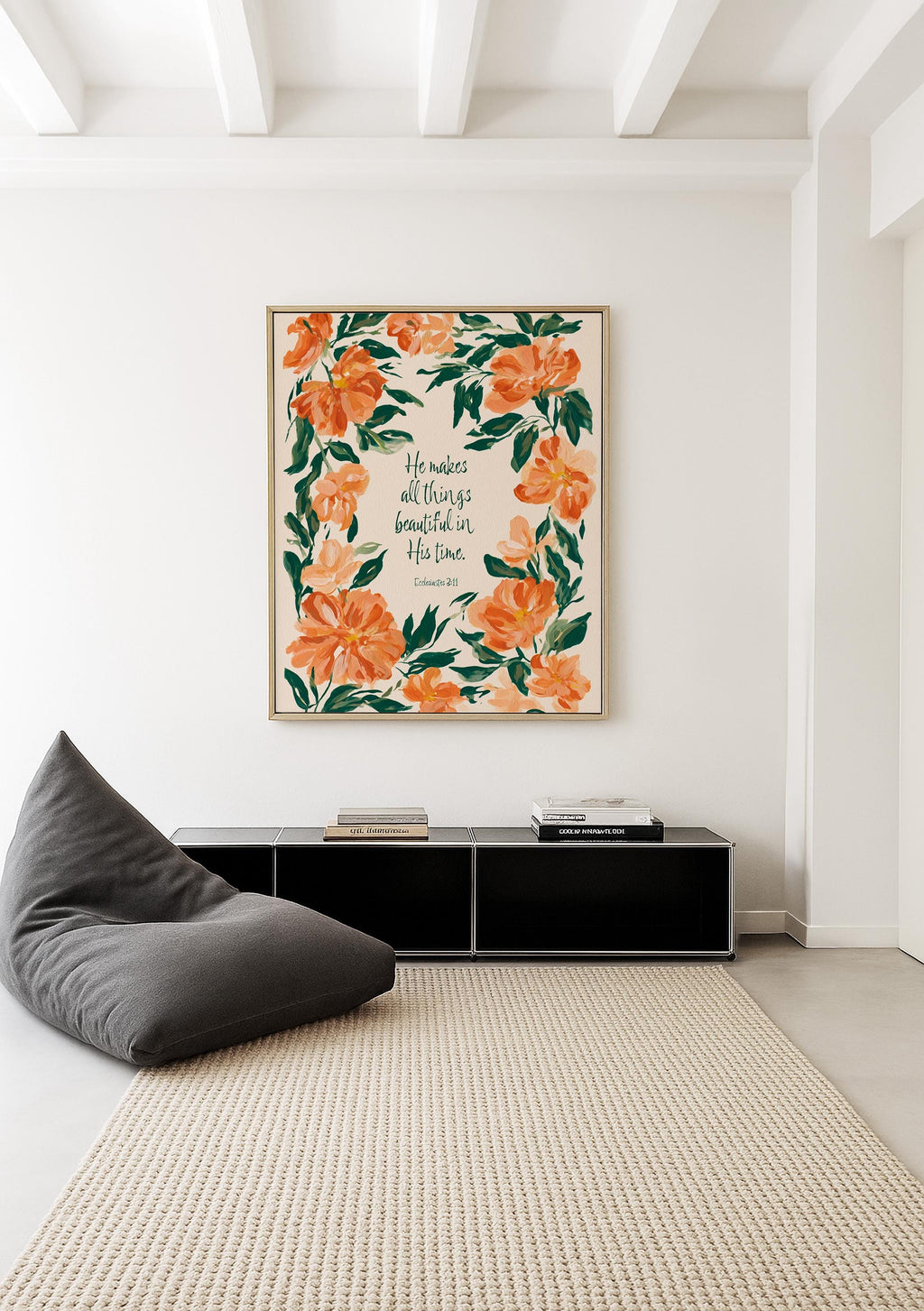 Ecclesiastes 3 11 Wall Art Print, Christian Floral Poster, Bible Verse Decor
