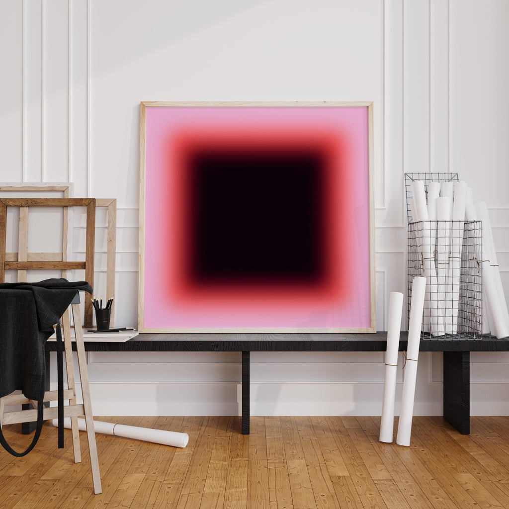 Red Pink Gradient Abstract Art Print, Bold Modern Minimal Wall Decor