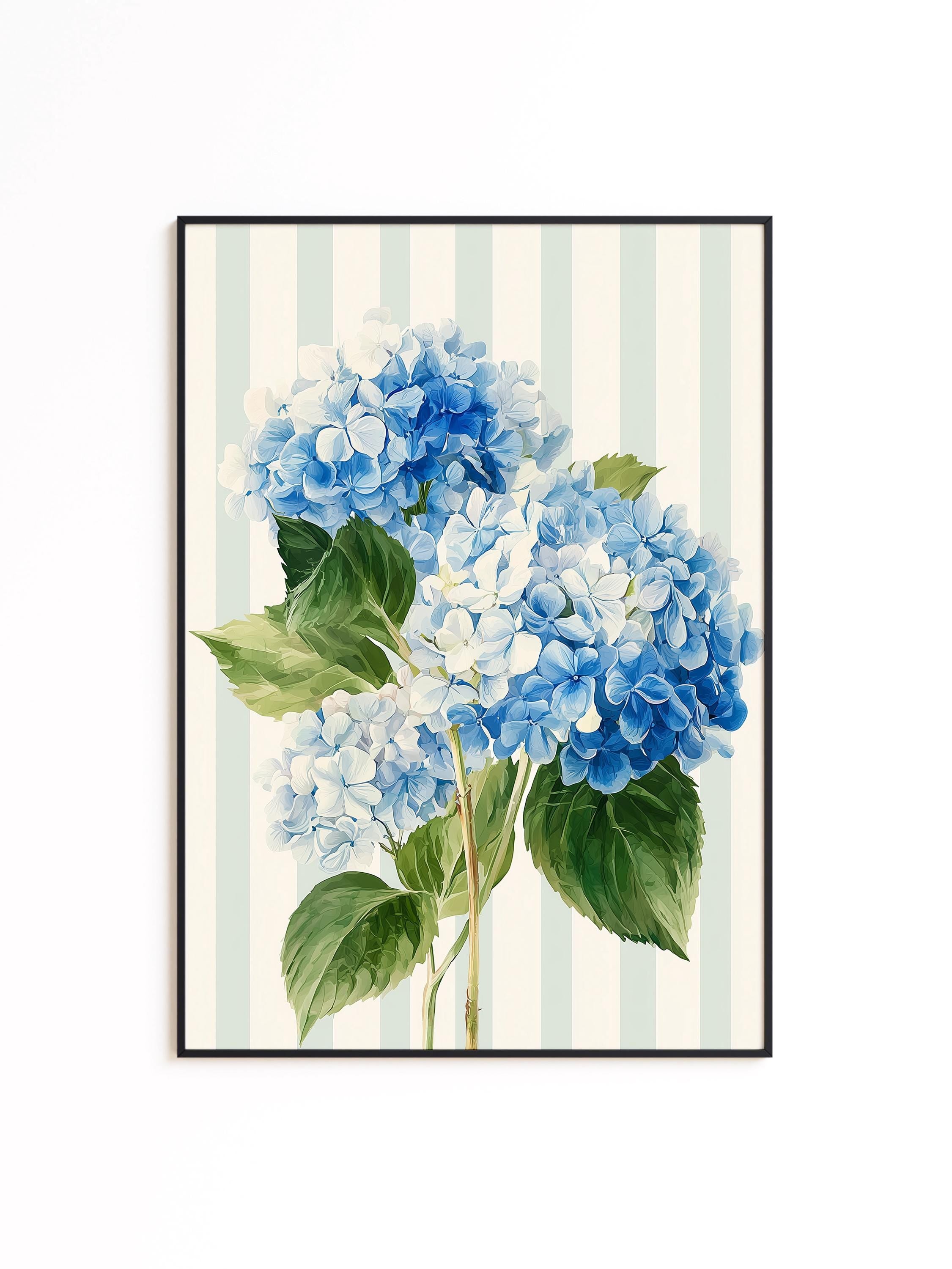 Hydrangea Printable Wall Art, Blue Floral Digital Download for Home Decor