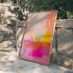 Pink Orange Abstract Wall Art Print, Modern Gradient Artwork for Living Room