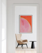 Mid Century Abstract Print, Coral Pink Geometric Line Art, Modern Wall Decor