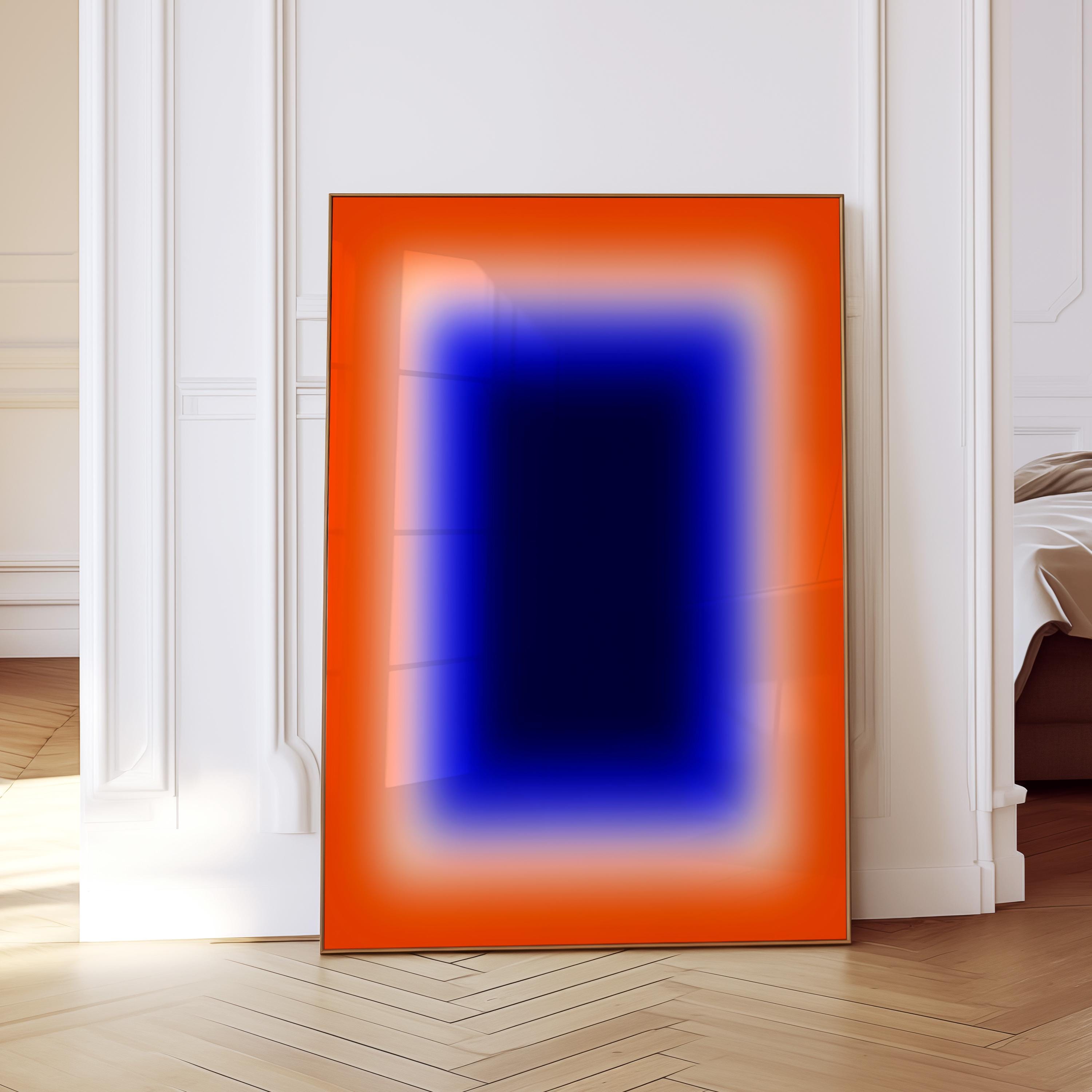 Orange Blue Wall Art Print, Bold Gradient Abstract, Modern Color Field Decor