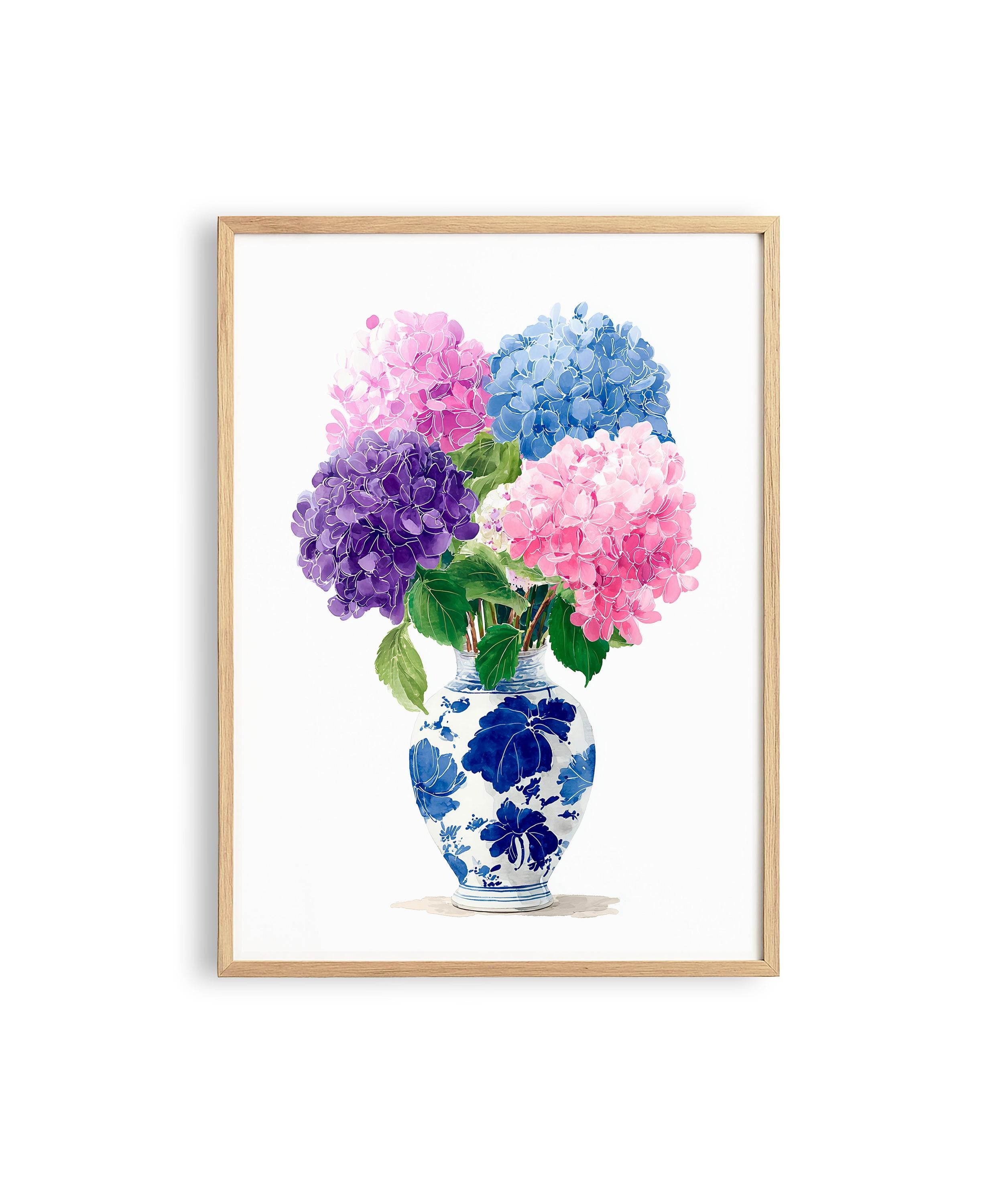 Hydrangea Watercolor Art, Delicate Floral Print for Bathroom or Bedroom
