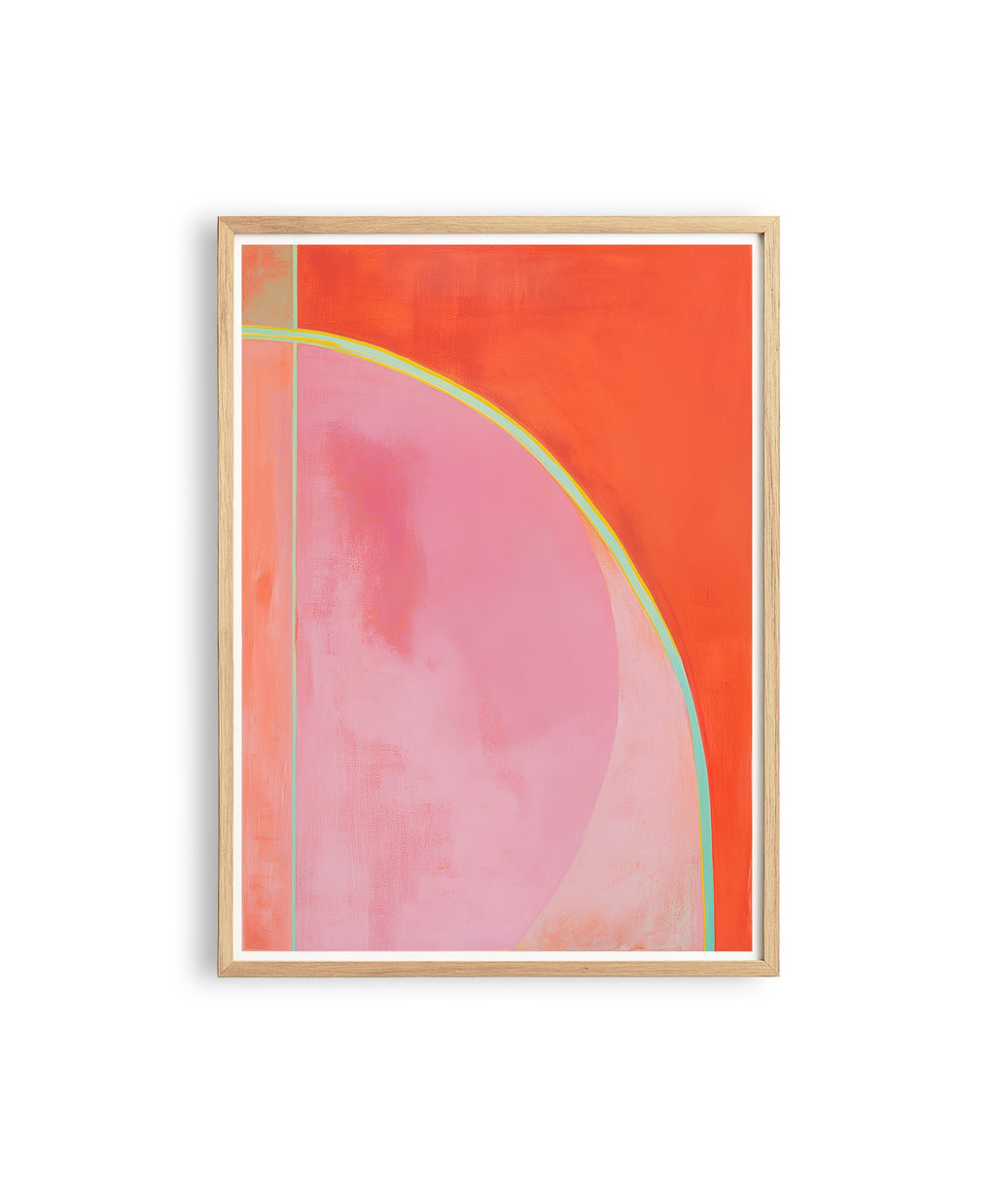 Mid Century Abstract Print, Coral Pink Geometric Line Art, Modern Wall Decor