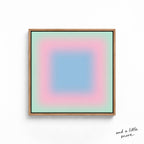 Pastel Wall Art, Mint Green Pink Blue Gradient Print, Minimalist Canvas Print, Square Abstract Wall Art