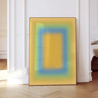 Yellow Gradient Art Print, Blue Green Abstract Poster, Soft Modern Wall Decor