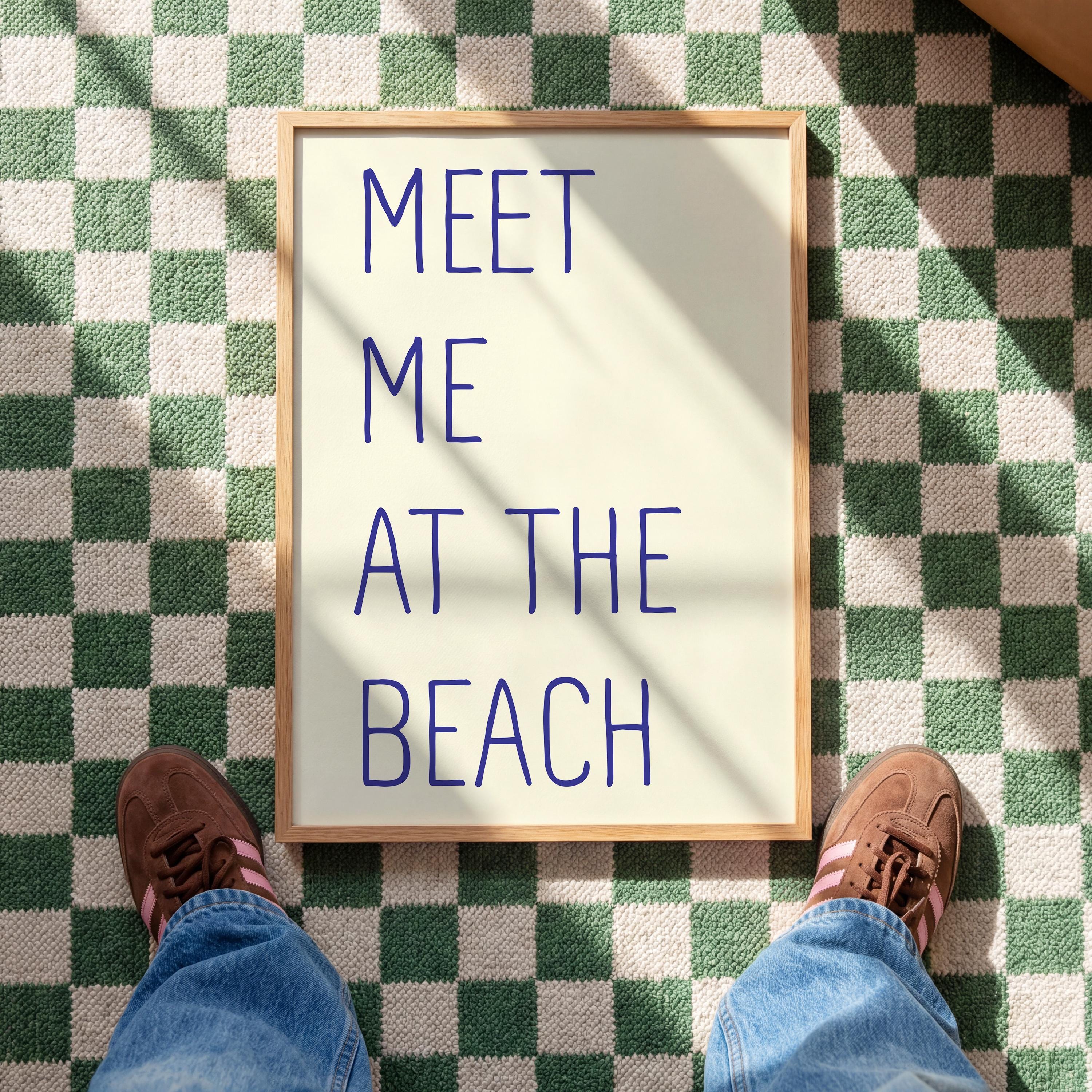 Meet me at the beach poster, Beach Quote Print, Meet Me at the Beach Poster, Minimal Coastal Decor