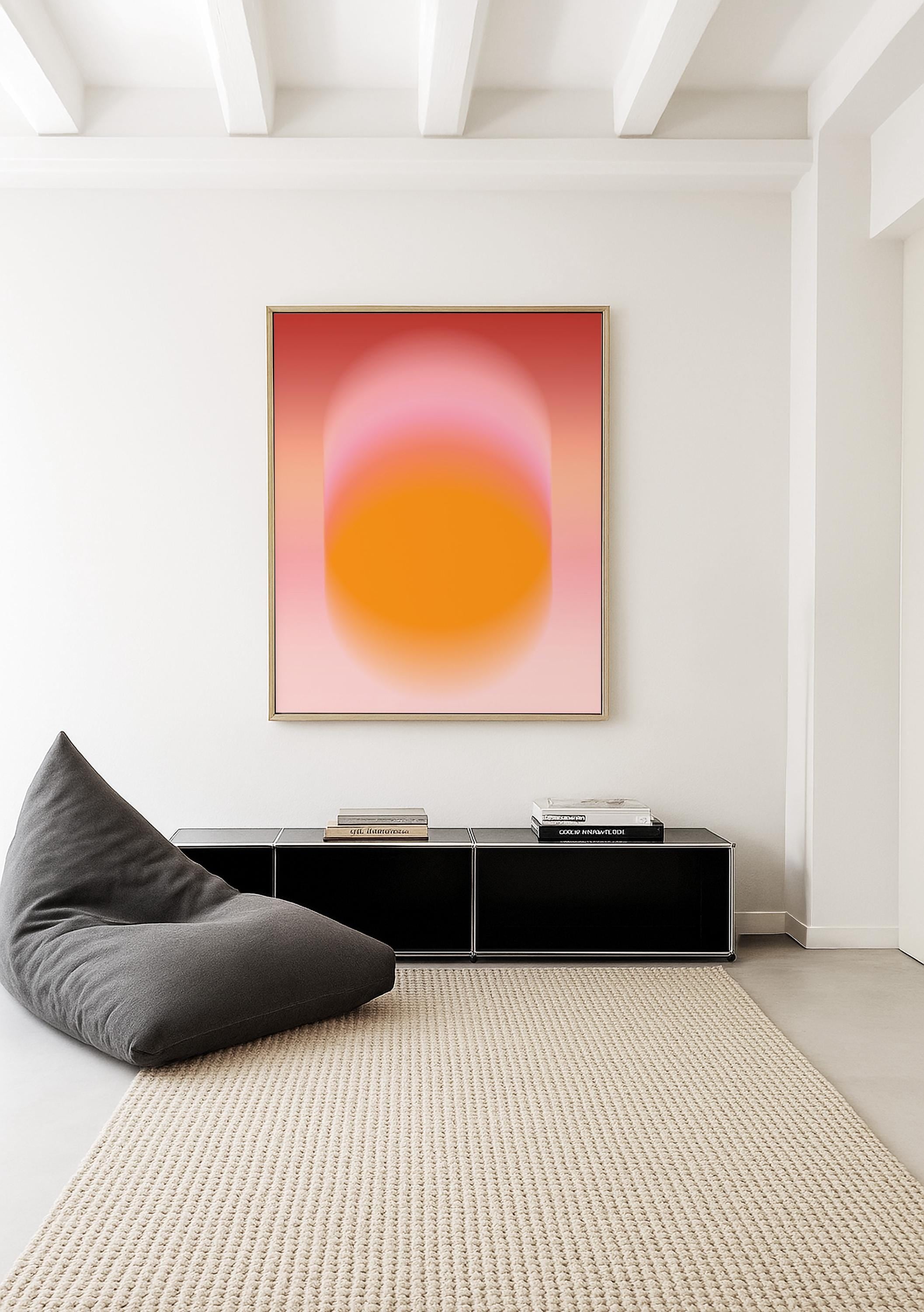 Orange Gradient Art Print, Pink Aura Poster, Modern Wall Decor
