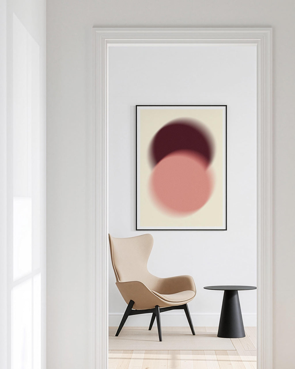 Blush Pink Brown Abstract Art Print, Soft Gradient Minimal Wall Decor