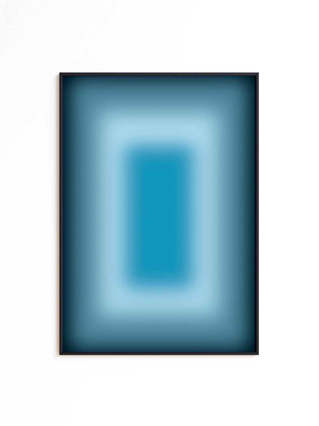 Blue Aura Art Print, Teal Gradient Poster, Moody Modern Wall Decor