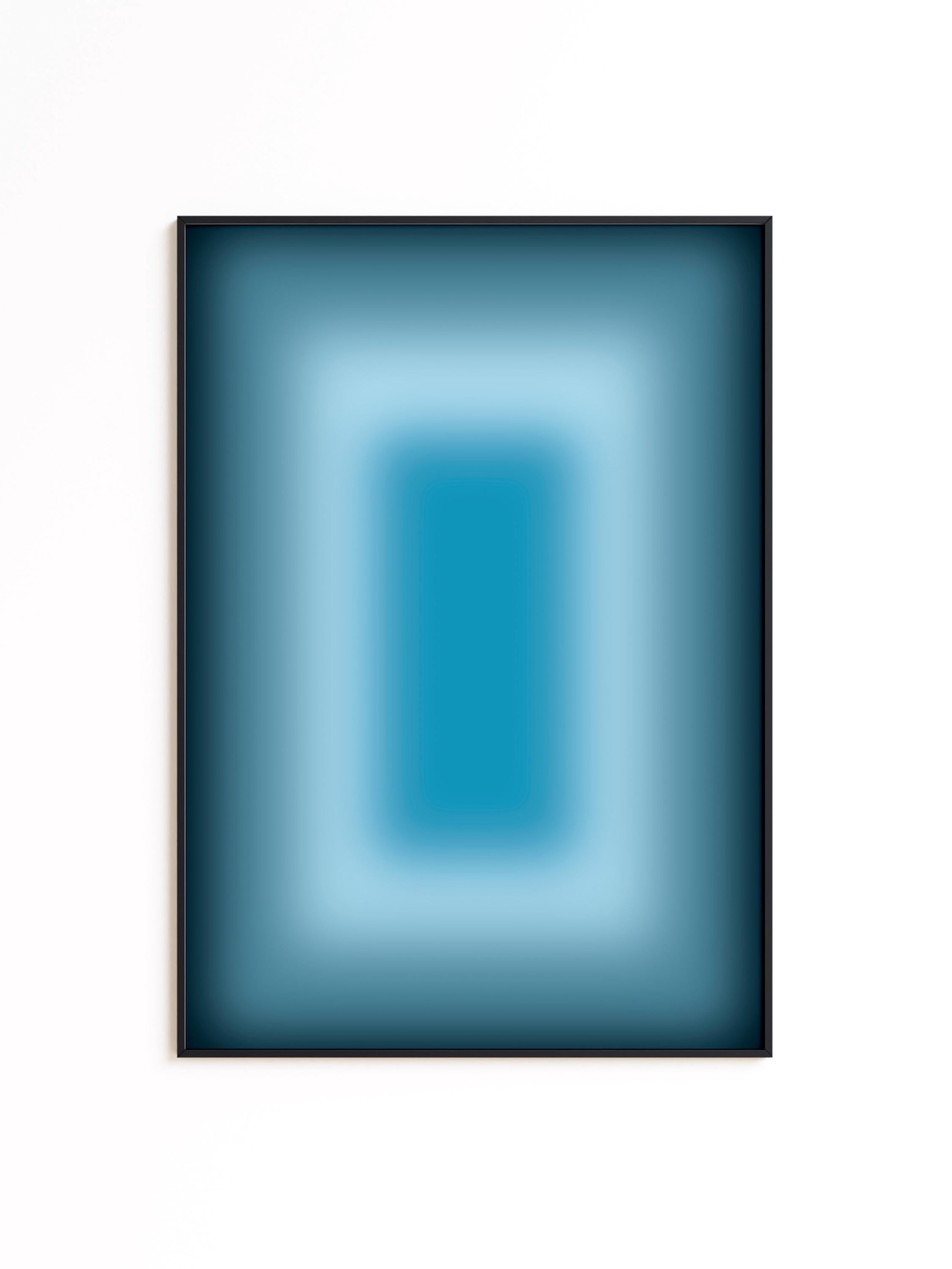 Blue Aura Art Print, Teal Gradient Poster, Moody Modern Wall Decor