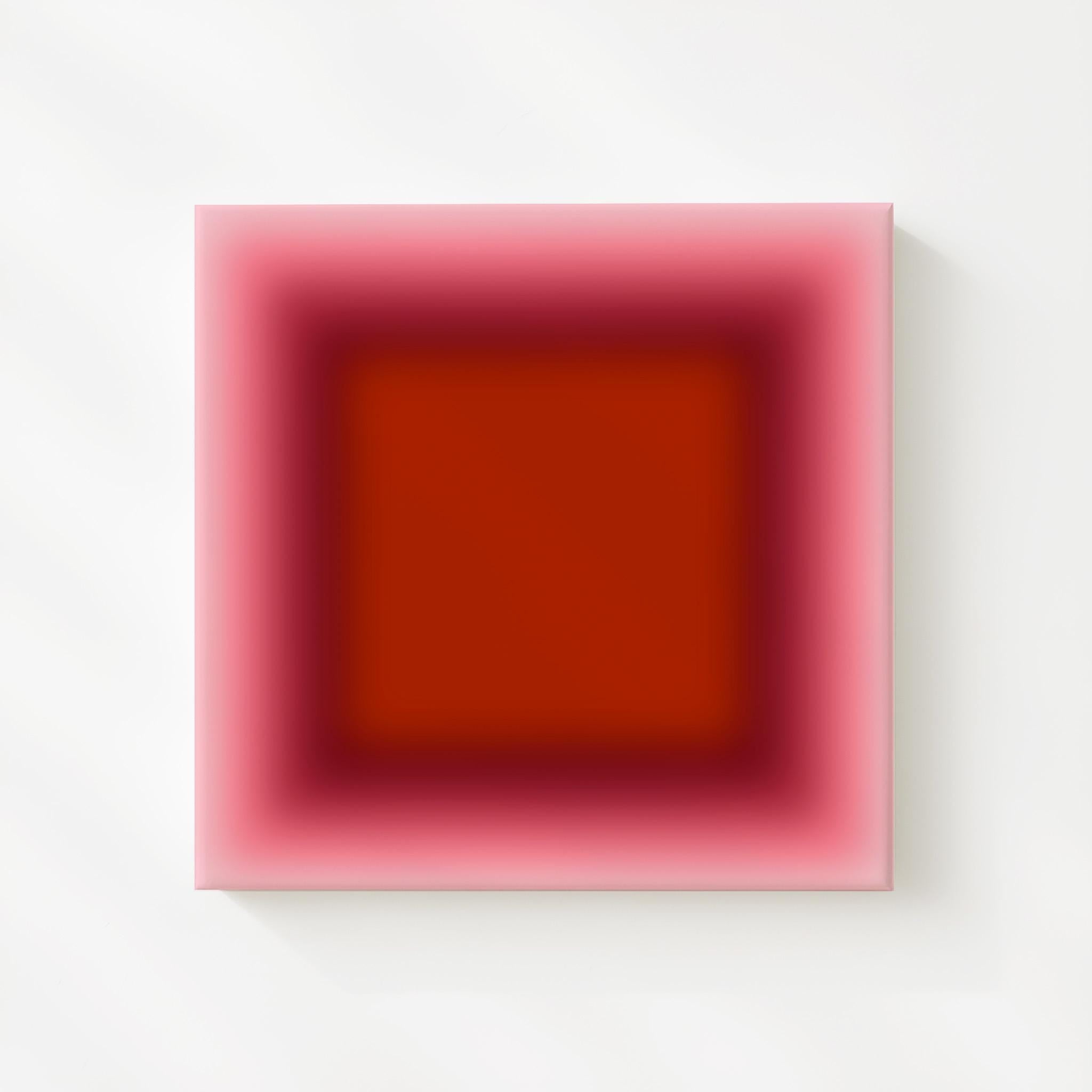 Red Pink Gradient Wall Art – Modern Square Abstract Color Field Print, Minimal Home Decor