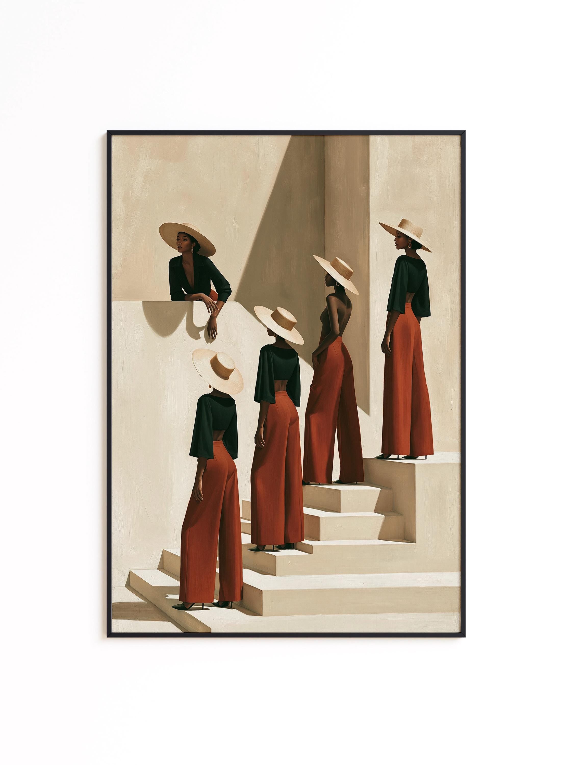 Black Women Wall Art Print, African American Fashion Poster, Neutral Decor