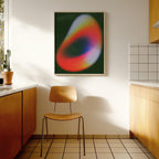 Colorful Abstract Gradient Art Print, Modern Neon Shape Poster, Dark Green Decor