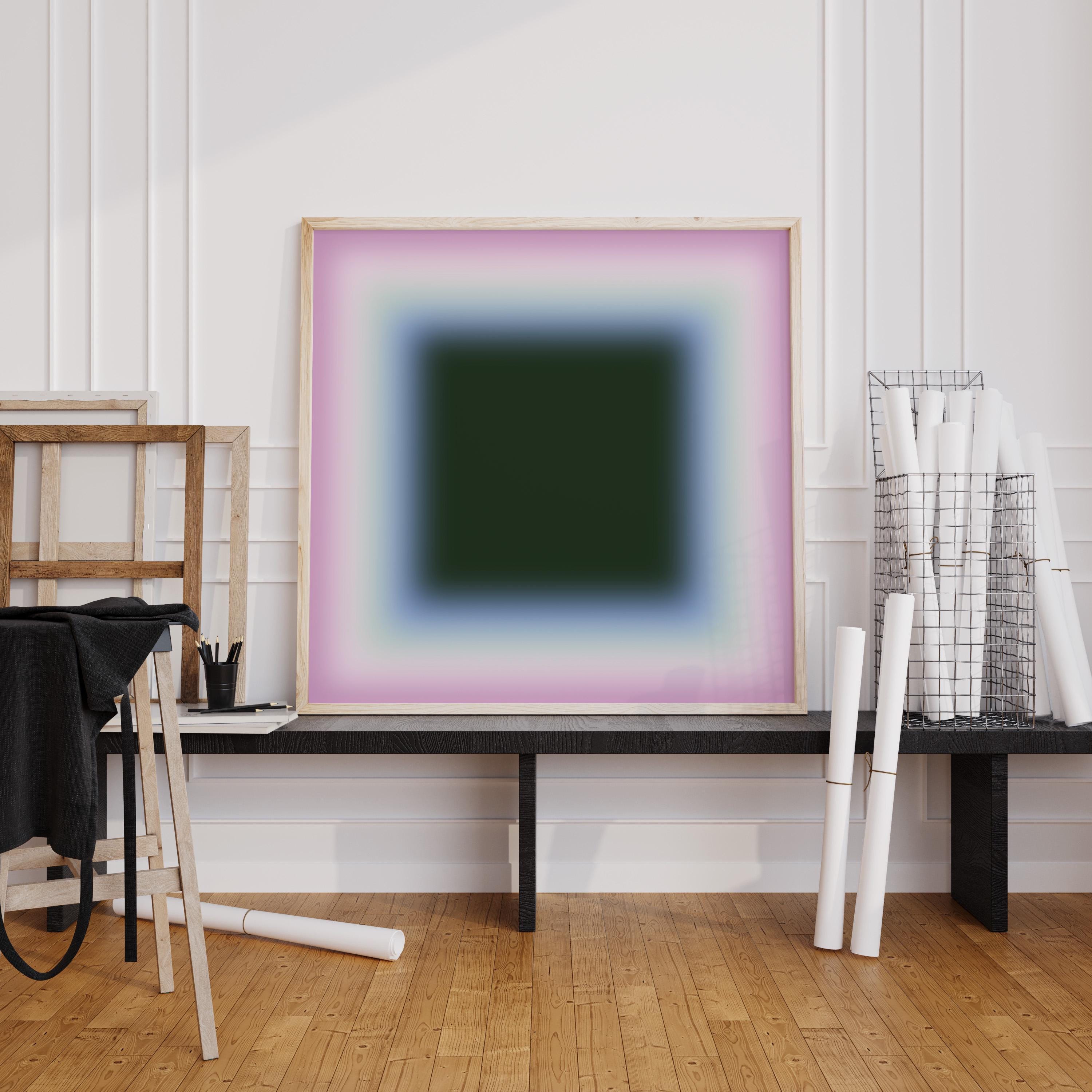 Green Lavender Gradient Abstract Art Print, Soft Glow Minimal Modern Wall Decor
