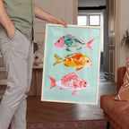 Fish Wall Art Print, Colorful Coastal Fish Poster, Nautical Bathroom Decor