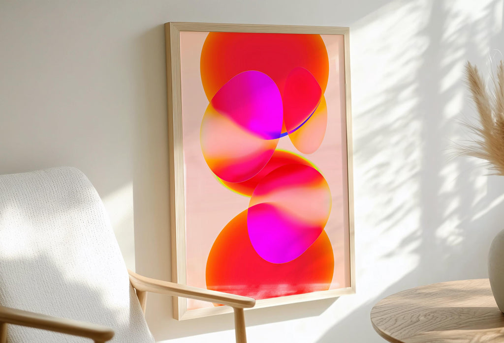 Pink Orange Gradient Abstract Print – Geometric Wall Art