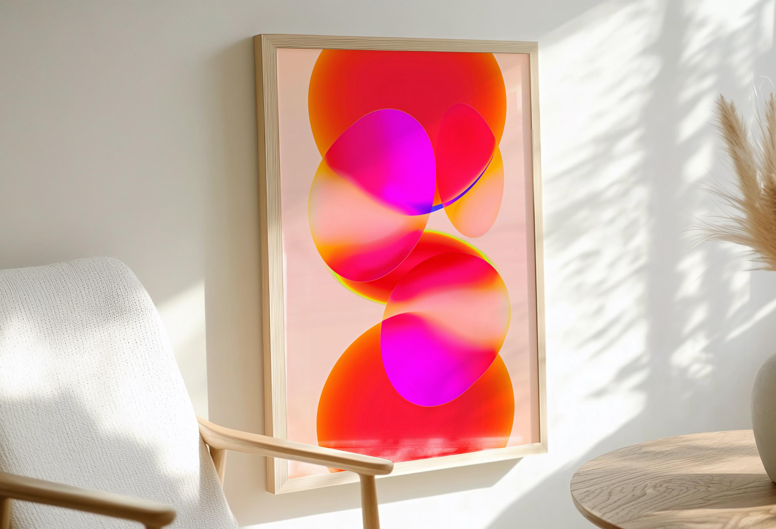 Pink Orange Gradient Abstract Print – Geometric Wall Art