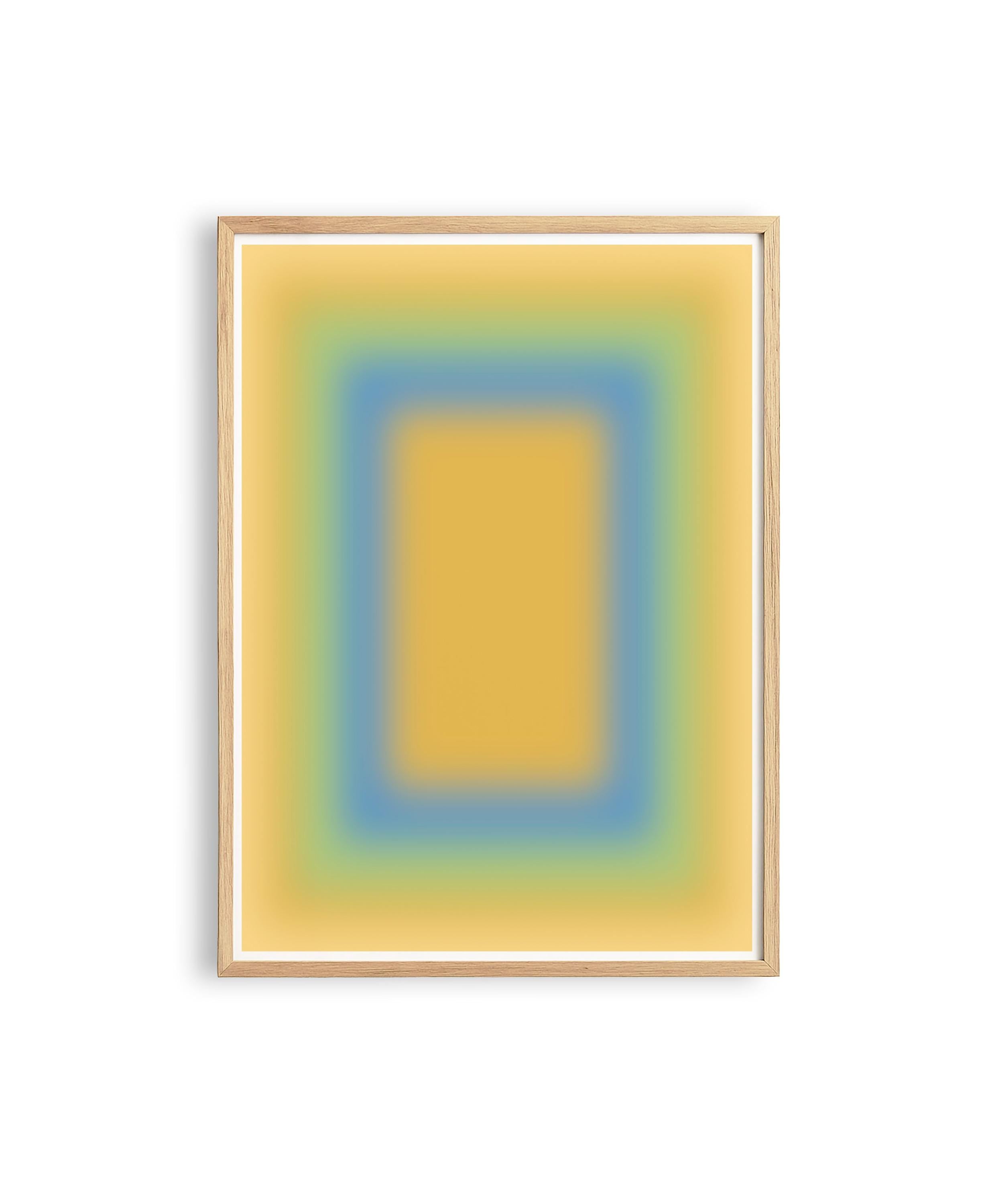 Yellow Gradient Art Print, Blue Green Abstract Poster, Soft Modern Wall Decor